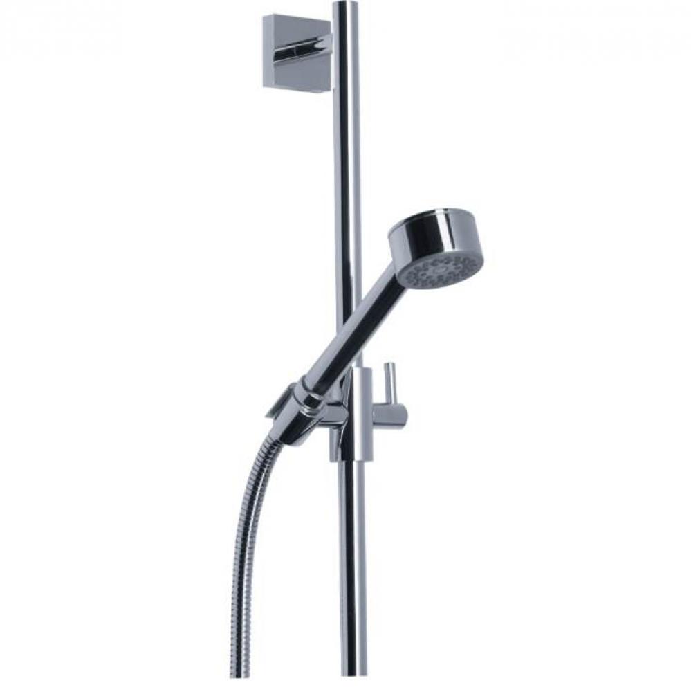 Charleston Square Sliding Rail Shower Set With Handshower And Hose In Polished Chrome