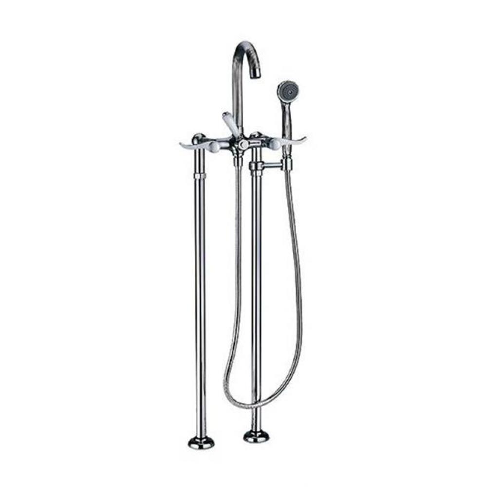 Cronos Floor Mounted Exposed Tub And Shower Mixer With Lever Handles In Polished Chrome