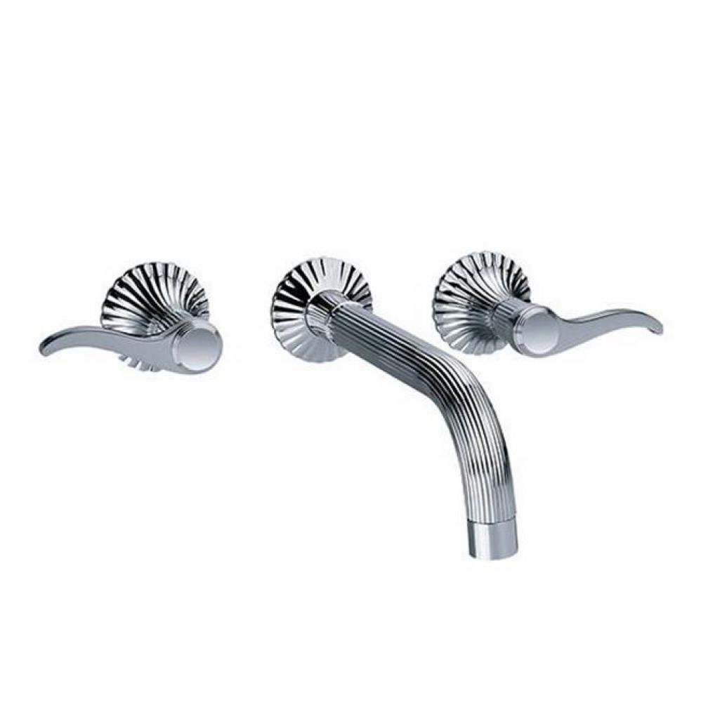 Cronos Wall Mounted Three Hole Widespread Lavatory Faucet Trim Only With Lever Handles In Polished