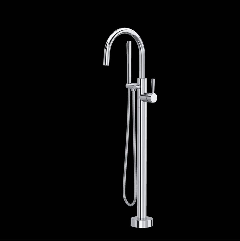 Knurled Single Hole Floor Mount Tub Filler Trim