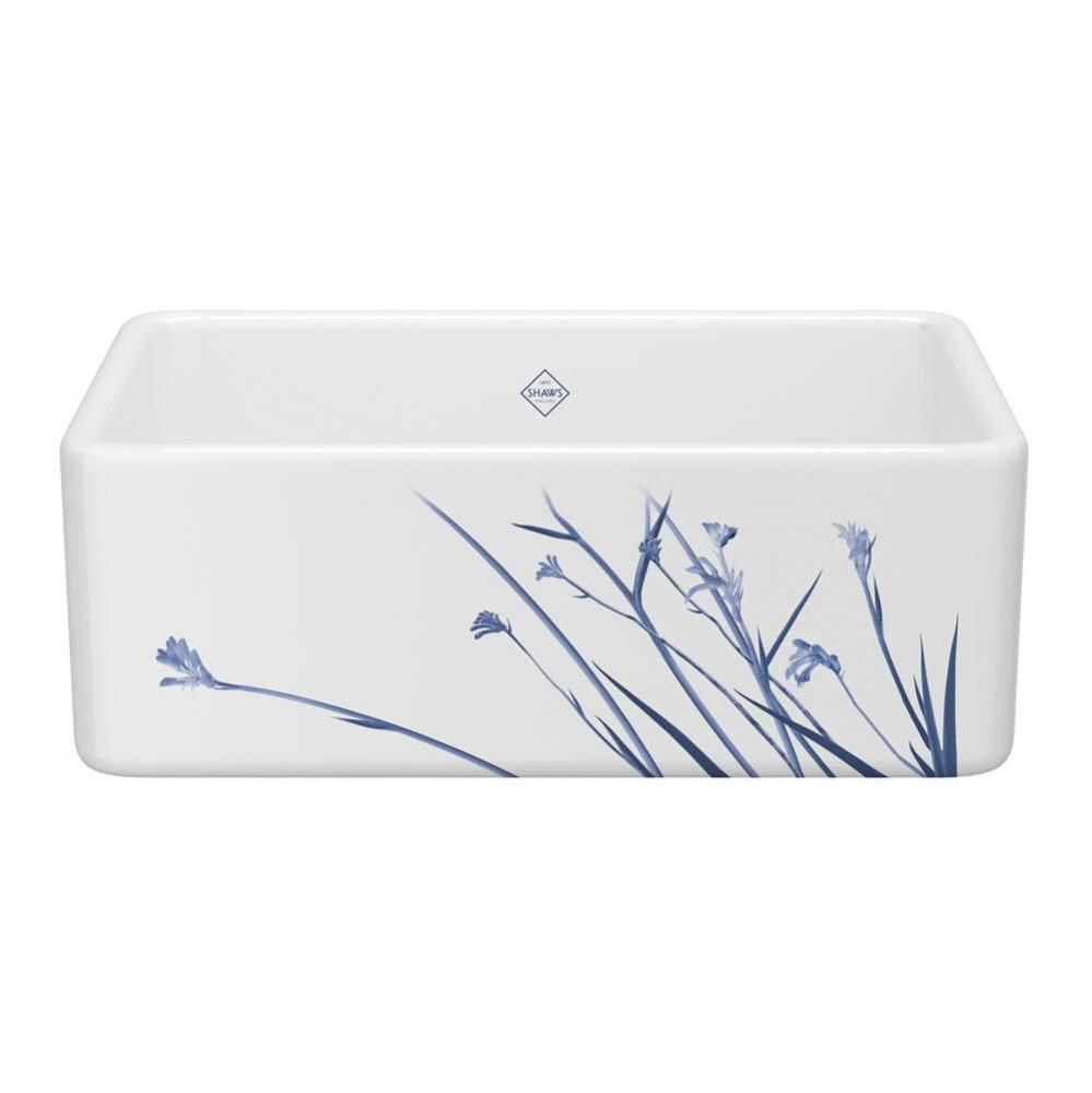 30'' Shaker Single Bowl Farmhouse Apron Front Fireclay Kitchen Sink With Wild Grass Desi