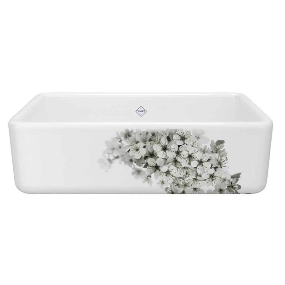 33'' Lancaster Single Bowl Farmhouse Apron Front Fireclay Kitchen Sink With Blossom Desi