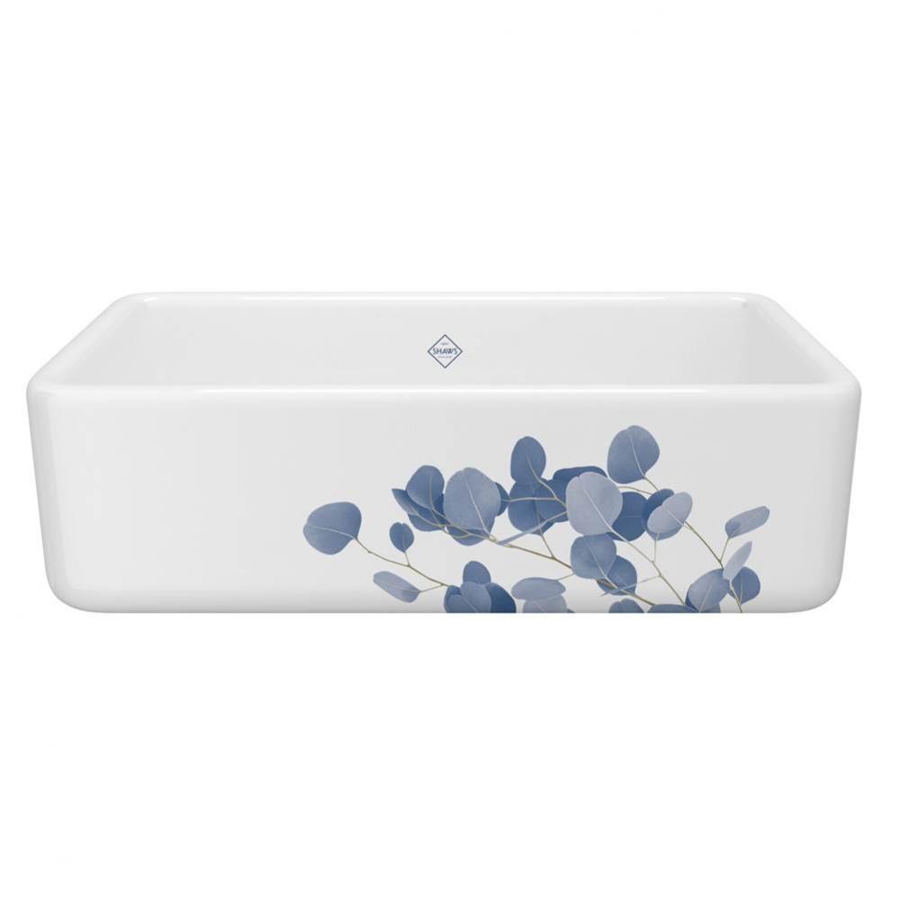 33'' Lancaster Single Bowl Farmhouse Apron Front Fireclay Kitchen Sink With Eucalyptus D