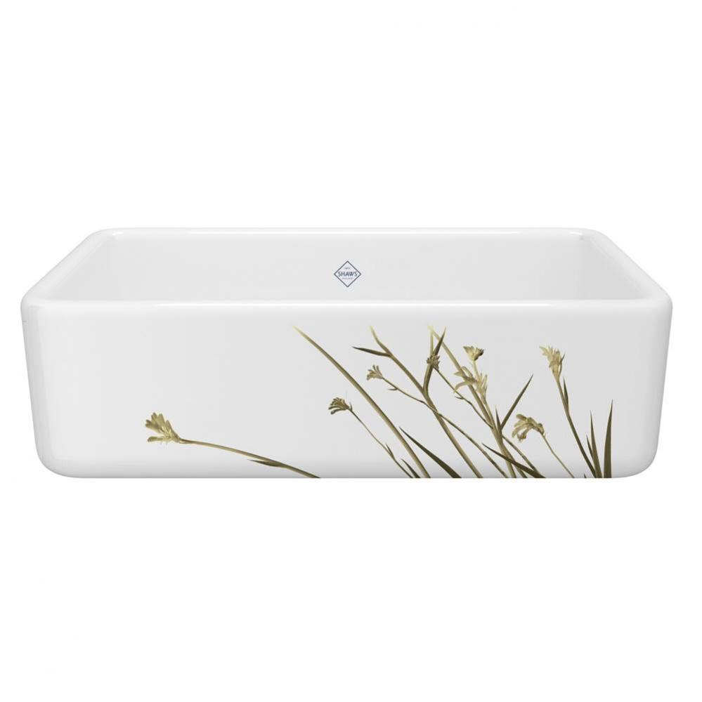 33'' Lancaster Single Bowl Farmhouse Apron Front Fireclay Kitchen Sink With Wild Grass D