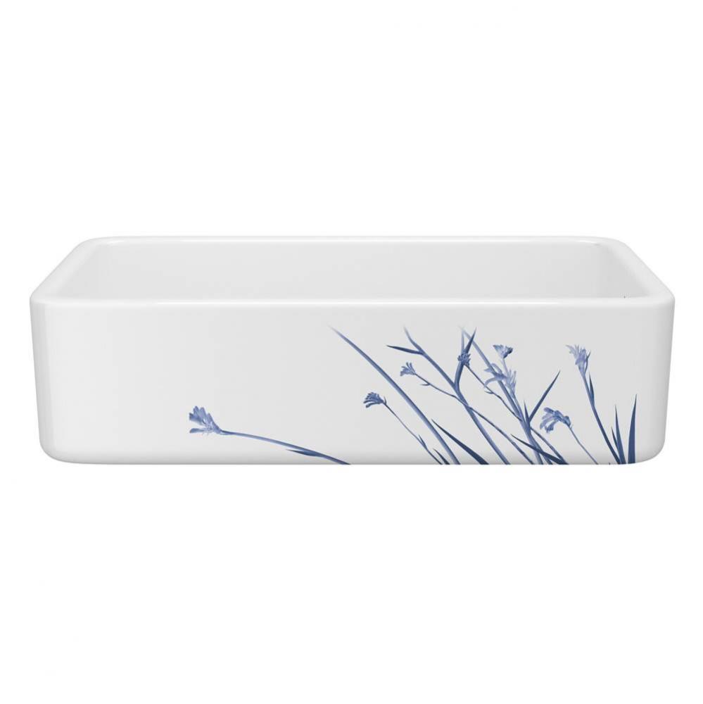 36'' Lancaster Single Bowl Farmhouse Apron Front Fireclay Kitchen Sink With Wild Grass D