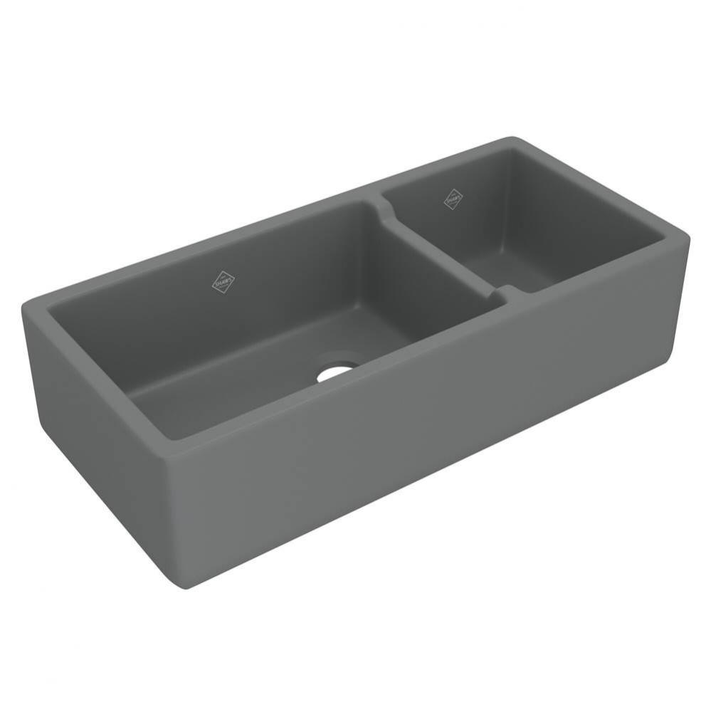 40'' Lancaster Double Bowl Farmhouse Apron Front Fireclay Kitchen Sink