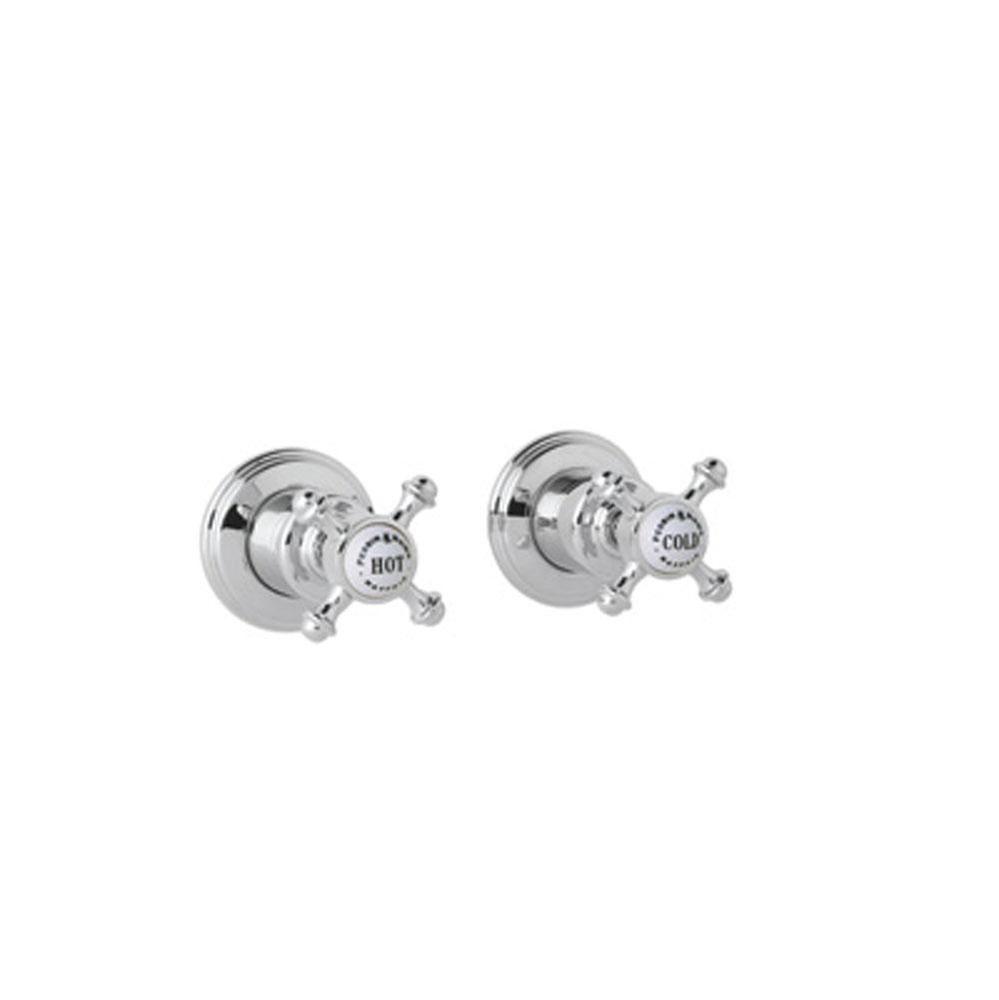 Perrin & Rowe® Georgian Era 3/4'' Wall Valves (Pair) with Cross Handles in Poli