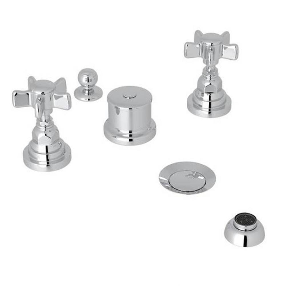 Kit Rohl San Giovanni Bath Five Hole Bidet In Polished Chrome With Five Spoke Handles