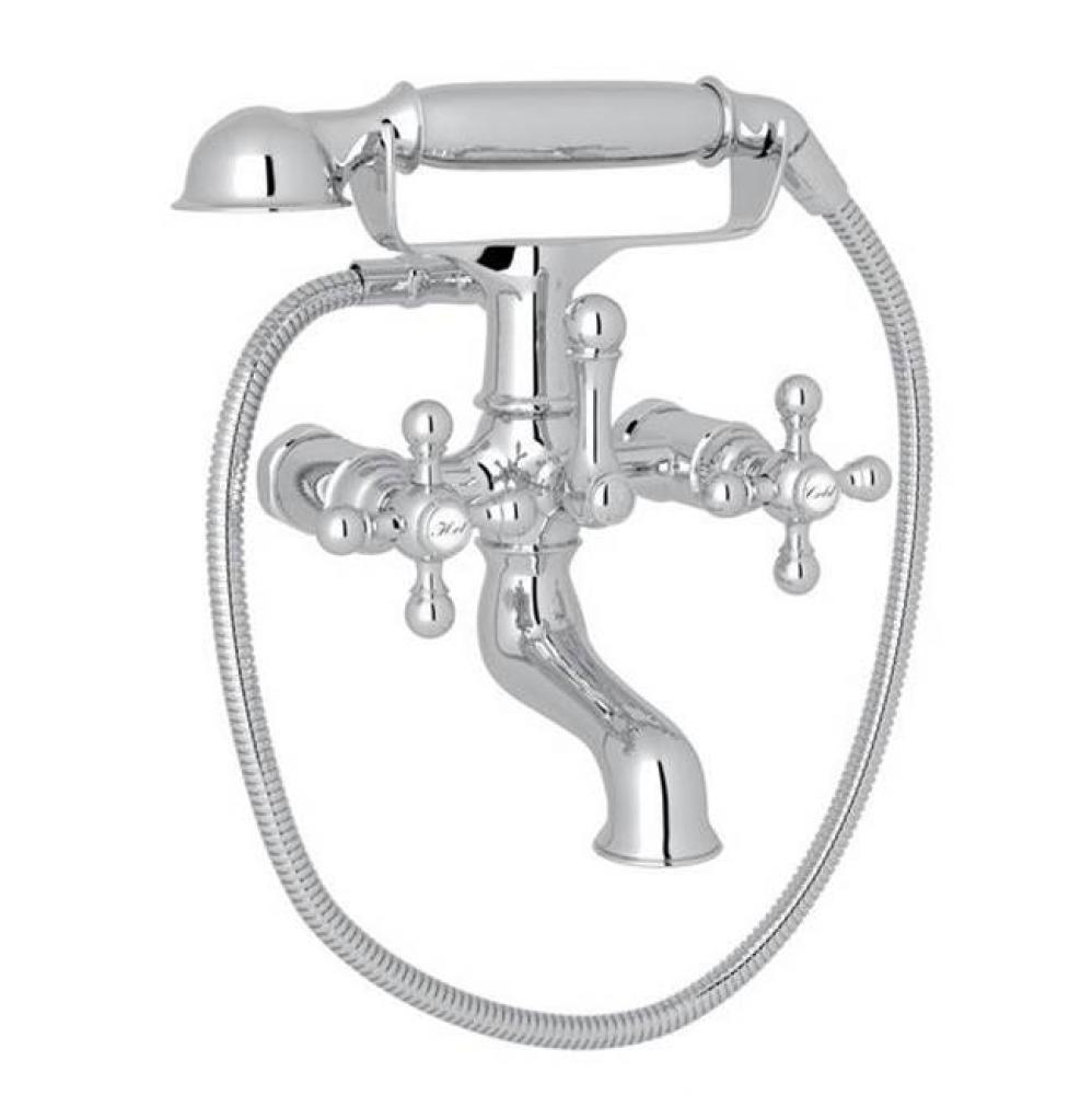 Rohl Arcana Exposed Tub Filler Mixer Without Unions In Unlacquered Brass With Cross Handles And Me