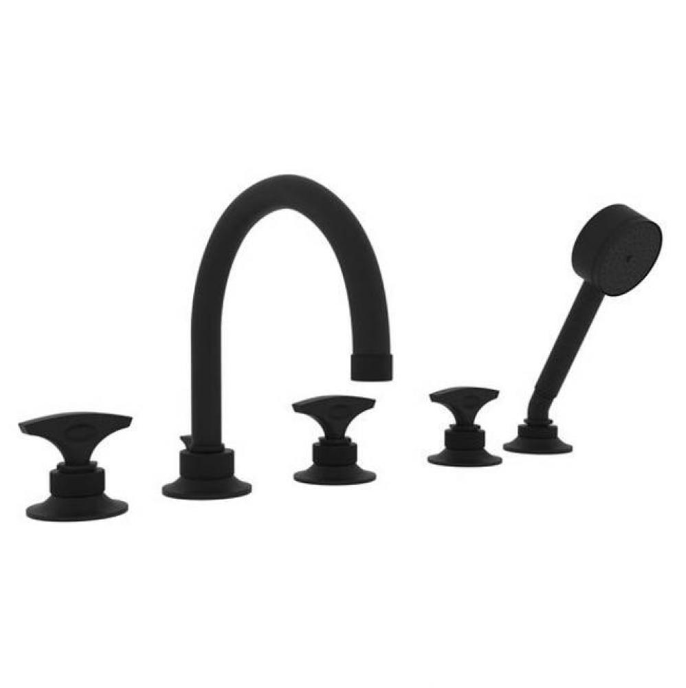 Rohl Michael Berman Graceline Five Hole Deck Mounted Tub Filler Set With Handshower Sidespray And