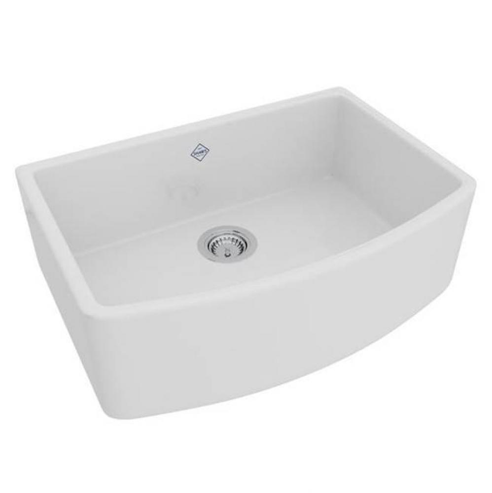 Waterside™ 30'' Single Bowl Farmhouse Bowed Apron Front Fireclay Kitchen Sink