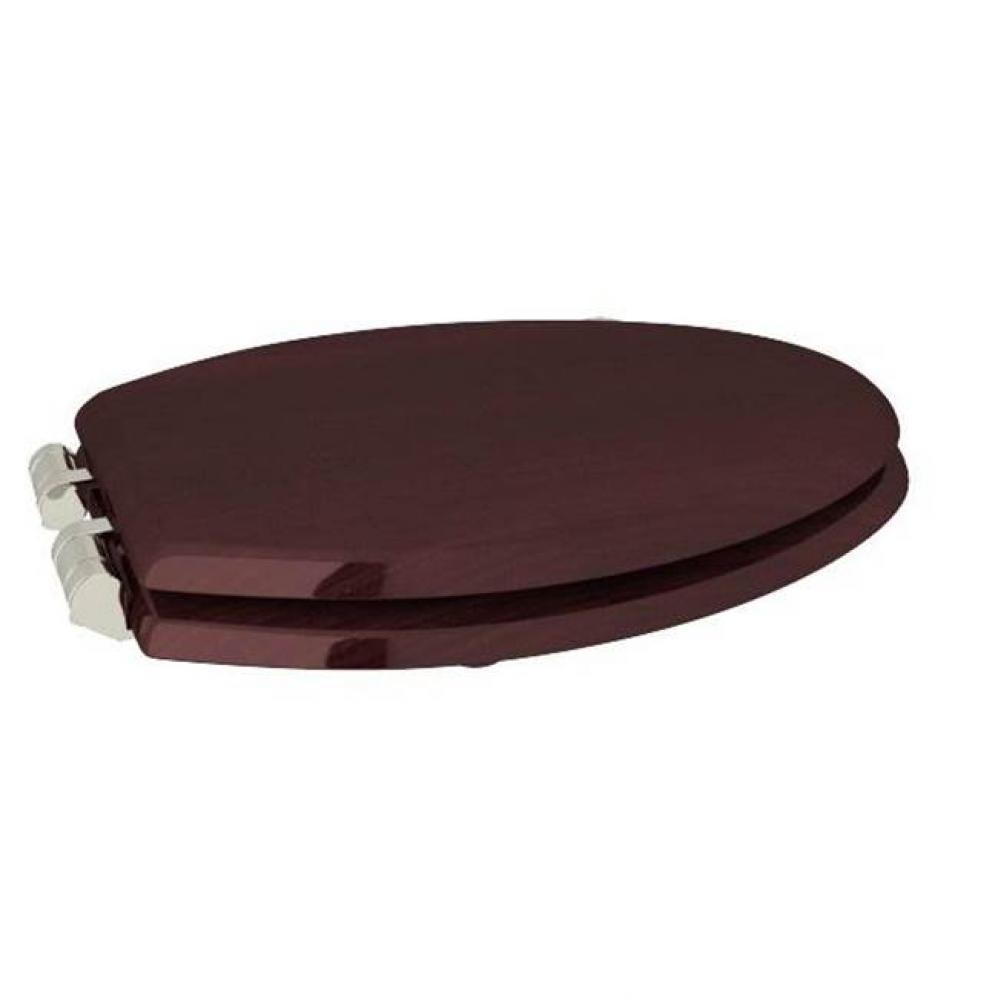 Rohl Elongated High Gloss Mahogany Finish Soft Close Toilet Seat And Cover Made Of Oak Wood With P