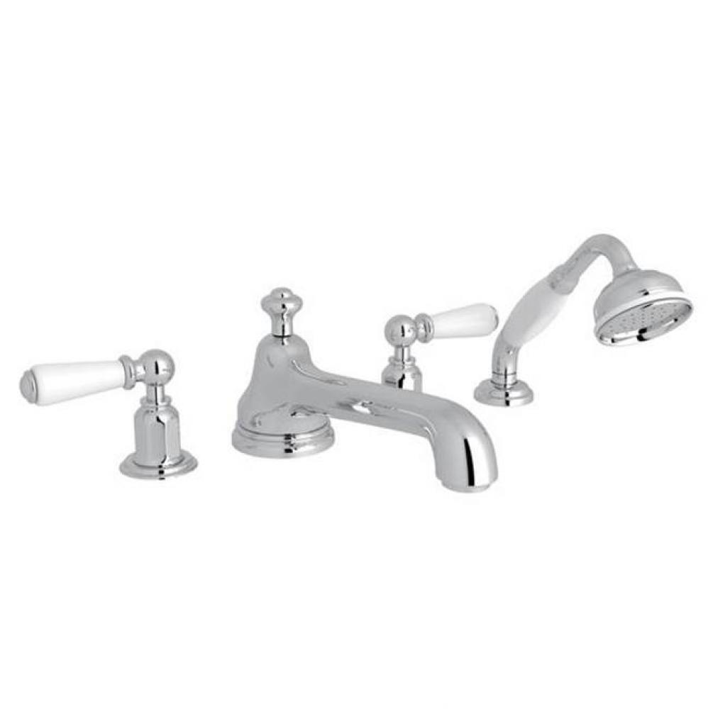 Hospitality Perrin and Rowe Edwardian Four Hole Deck Mounted Low Spout Tub Filler With Aerator Han