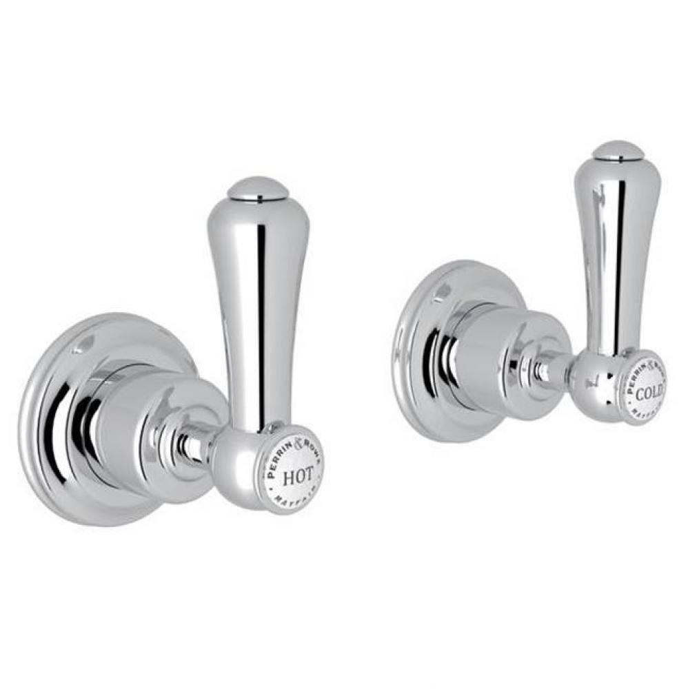 Perrin & Rowe® Georgian Era 3/4'' Wall Valves (Pair) with White Porcelain Lever