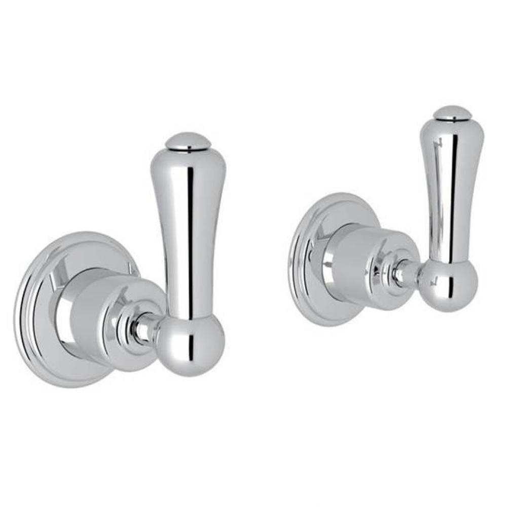 Perrin & Rowe® Georgian Era 3/4'' Wall Valves (Pair) with Lever Handles in Poli