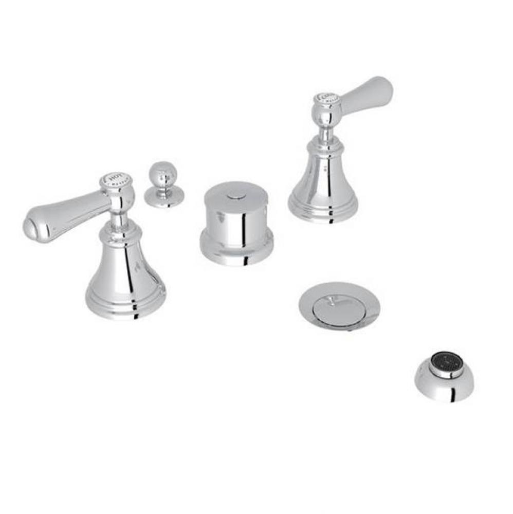 Perrin & Rowe® Georgian Era 5-Hole Bidet Faucet with White Porcelain Lever Handles in Pol