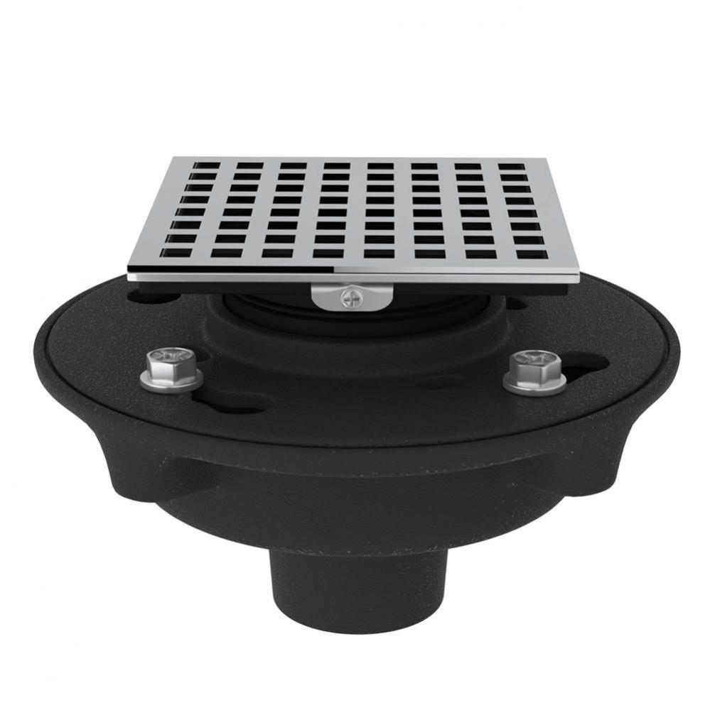 Cast Iron 2'' No Hub Drain Kit With 3143 Matrix Decorative Cover