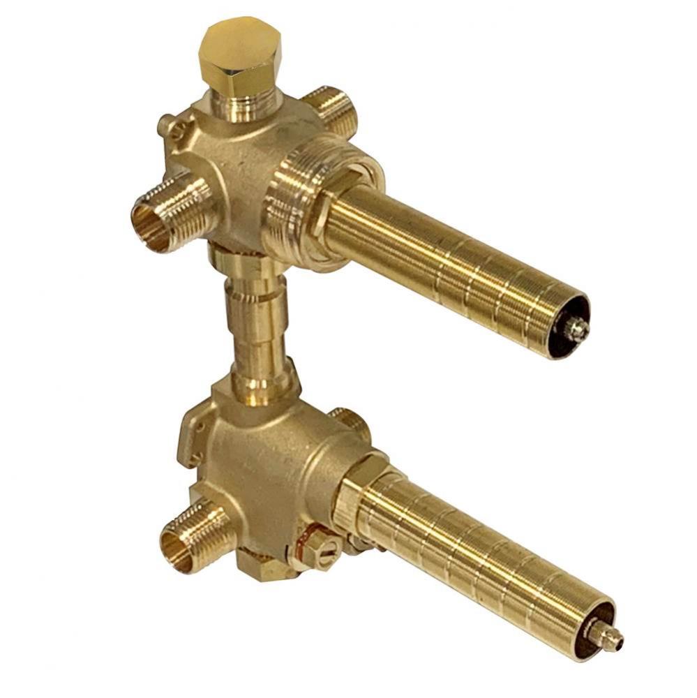 1/2'' Thermostatic Rough Valve-In With Integrated Two Outlet Dedicated Diverter