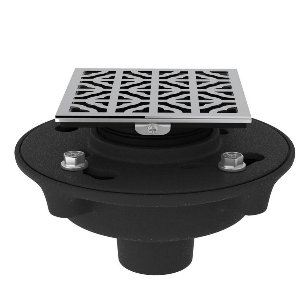 Cast Iron 2'' No Hub Drain Kit With 3146 Petal Decorative Cover