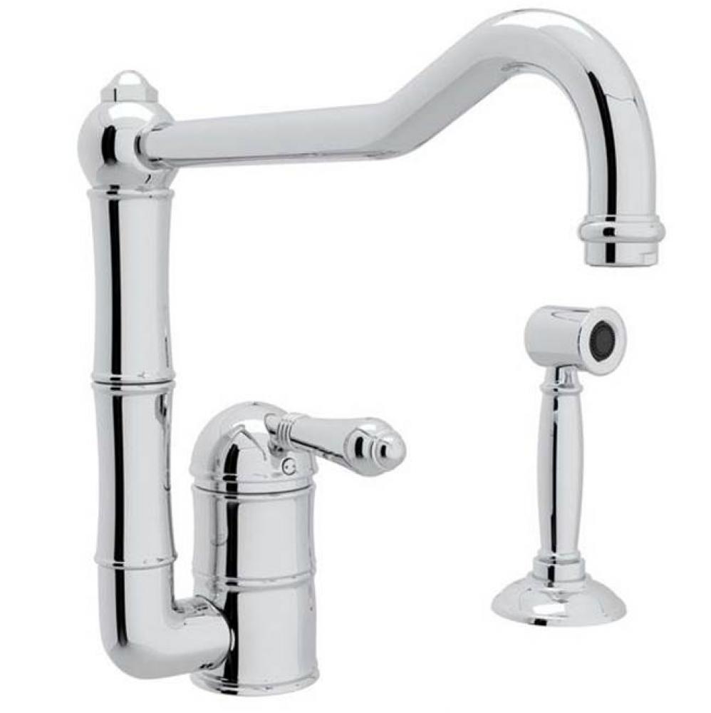 Rohl Italian Kitchen Acqui Single Hole Faucet In Unlacquered Brass With Single Metal Lever Sidespr