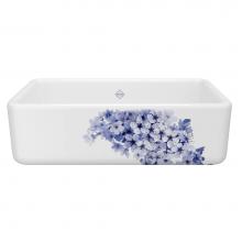 Rohl RC3318WHBSBG - 33'' Lancaster Single Bowl Farmhouse Apron Front Fireclay Kitchen Sink With Blossom Desi