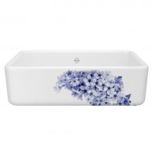 Rohl RC3318WHBSBS - 33'' Lancaster Single Bowl Farmhouse Apron Front Fireclay Kitchen Sink With Blossom Desi