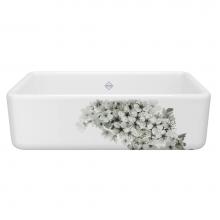 Rohl RC3318WHBSGG - 33'' Lancaster Single Bowl Farmhouse Apron Front Fireclay Kitchen Sink With Blossom Desi