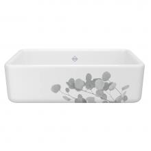 Rohl RC3318WHECGG - 33'' Lancaster Single Bowl Farmhouse Apron Front Fireclay Kitchen Sink With Eucalyptus D