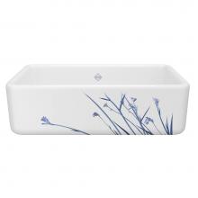 Rohl RC3318WHWGBL - 33'' Lancaster Single Bowl Farmhouse Apron Front Fireclay Kitchen Sink With Wild Grass D