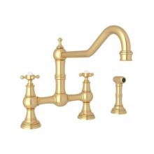 Rohl U.4763X-SEG-2 - Edwardian™ Extended Spout Bridge Kitchen Faucet With Side Spray