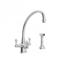 Rohl U.1520LS-APC-2 - Perrin & Rowe® Georgian Era Filtration 3-Lever Kitchen Faucet With Sidespray with Lever H