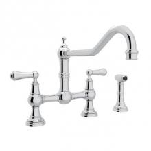 Rohl U.4764L-APC-2 - Edwardian™ Extended Spout Bridge Kitchen Faucet With Side Spray