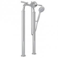 Rohl U.KIT3807LS-APC - Perrin & Rowe® Holborn Floor Mount Bathtub Filler Handshower with Lever Handles in Polish