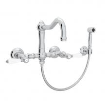 Rohl A1456LPWSAPC-2 - Acqui® Wall Mount Bridge Kitchen Faucet With Sidespray And Column Spout