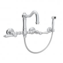 Rohl A1456LMWSAPC-2 - Acqui® Wall Mount Bridge Kitchen Faucet With Sidespray And Column Spout