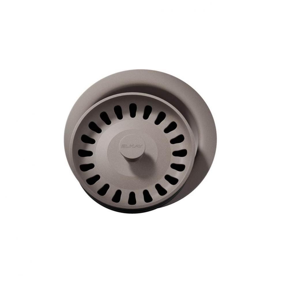 Polymer 3-1/2'' Disposer Flange with Removable Basket Strainer and Rubber Stopper Silver