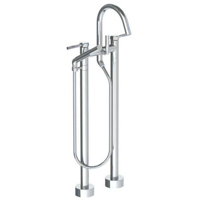 Floor Standing Gooseneck Bath Set with Slim Hand Shower