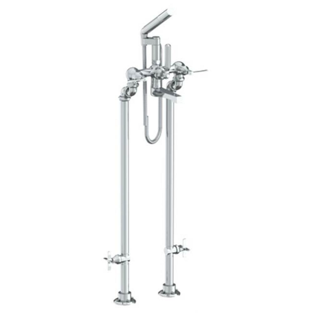 Floor Standing Bath Set with Hand Shower and Shut-Off Valves