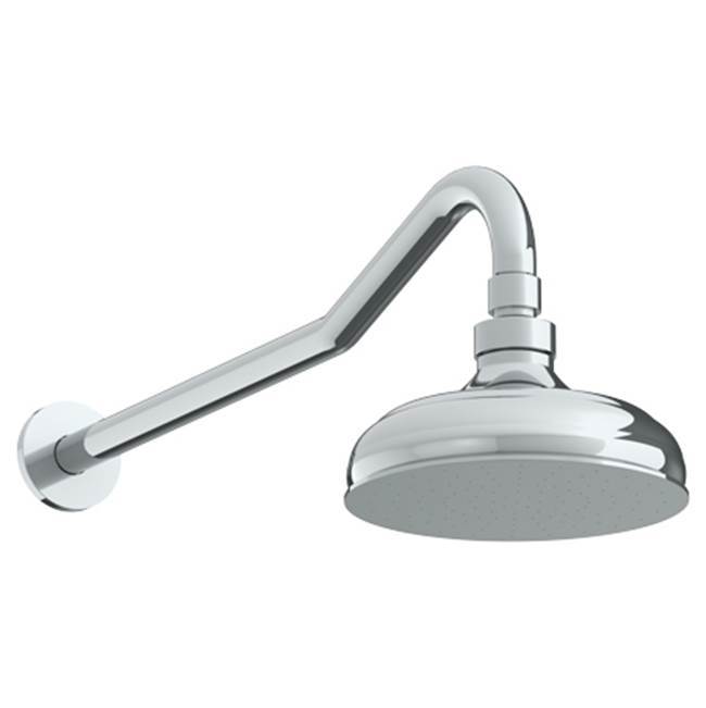 Wall Mounted Showerhead, 6''dia, with 14'' Arm and Flange