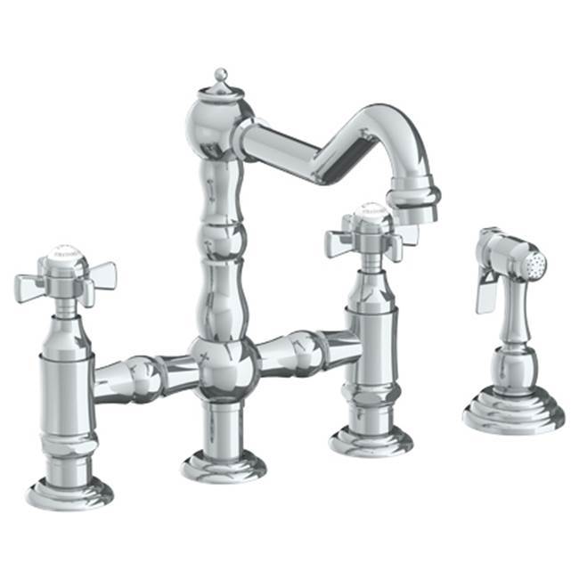 Deck Mounted Bridge Kitchen Faucet with Side Spray