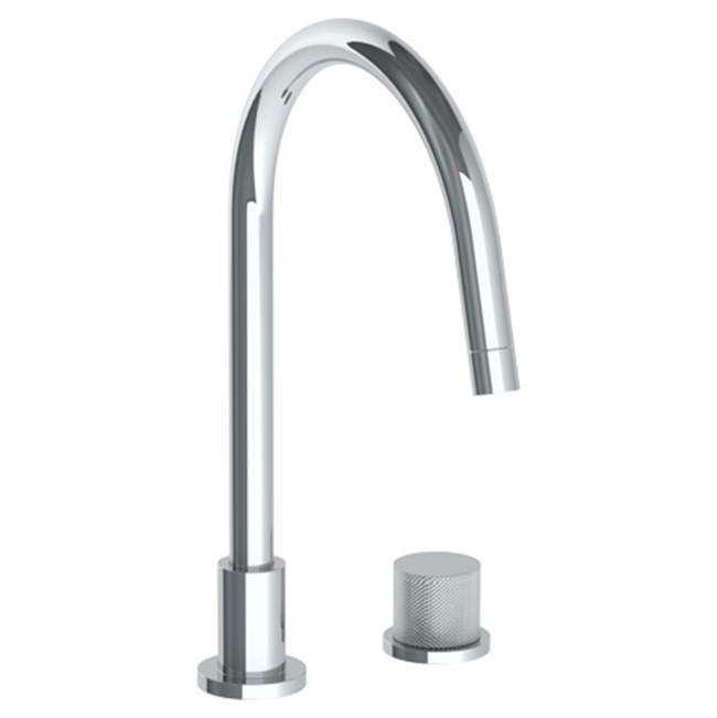 Deck Mounted 2 Hole Gooseneck Kitchen Faucet