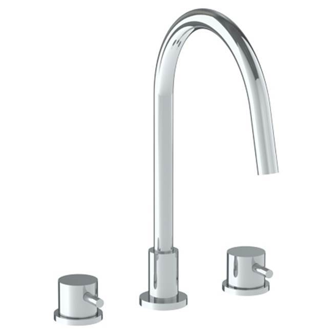 Deck Mounted 3 Hole Gooseneck Kitchen Faucet