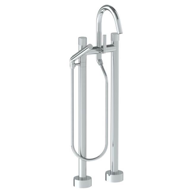 Floor Standing Bath set with Gooseneck Spout and Slim Hand Shower