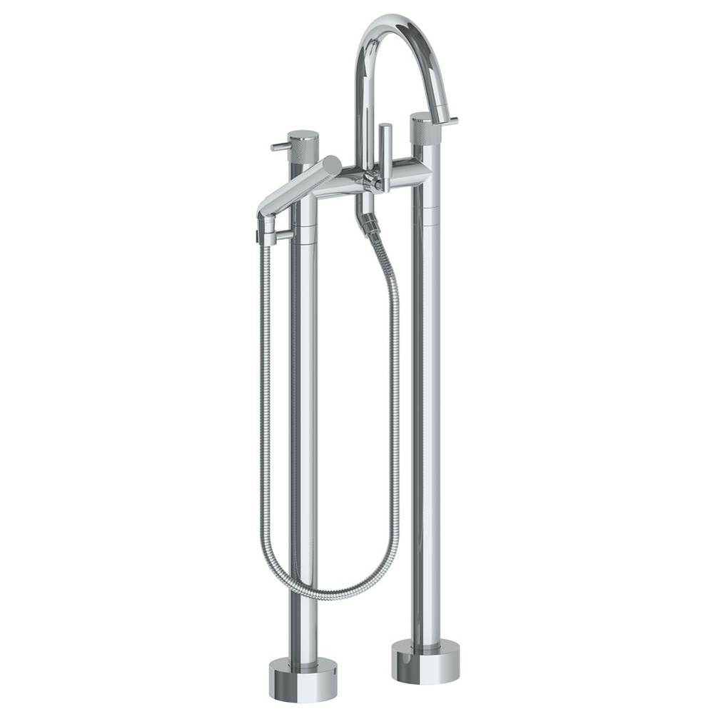 Floor Standing Bath set with Gooseneck Spout and Slim Hand Shower