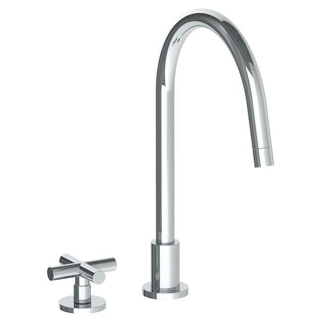 Deck Mounted 2 Hole Gooseneck Kitchen Faucet