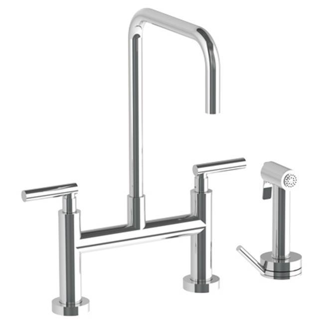 Deck Mounted Bridge Square Top Kitchen Faucet with Independent Side Spray