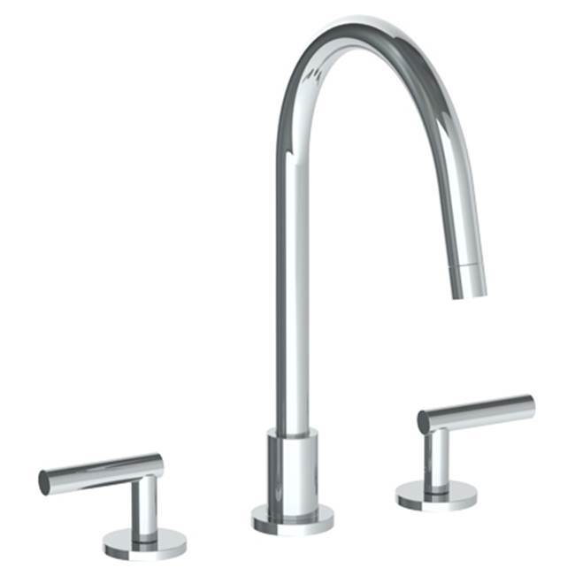 Deck Mounted 3 Hole Gooseneck Kitchen Faucet