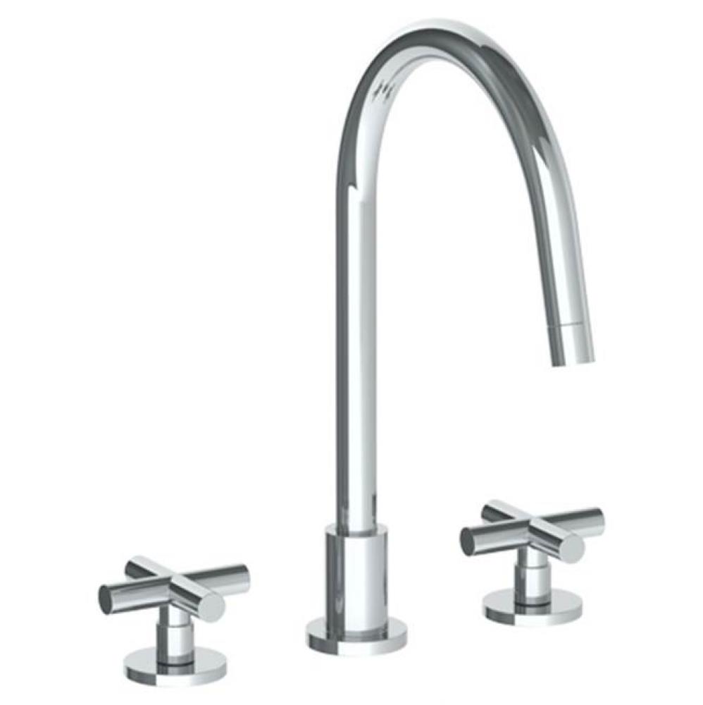 Deck Mounted 3 Hole Gooseneck Kitchen Faucet