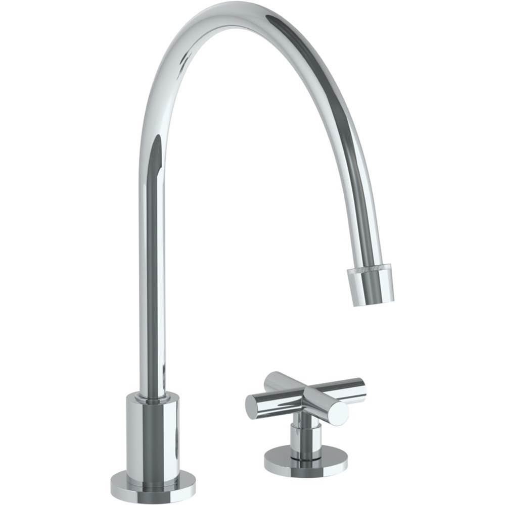 Deck Mounted 2 Hole Extended Gooseneck Kitchen Faucet