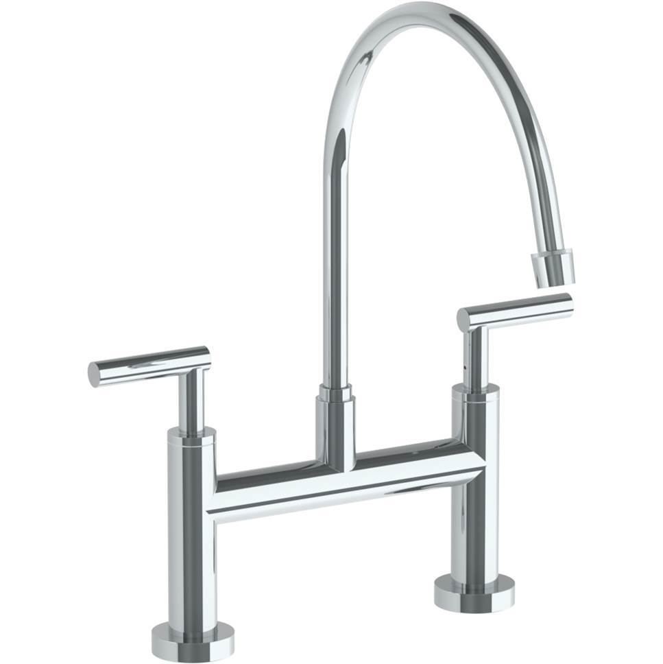 Deck Mounted Bridge Extended Gooseneck Kitchen Faucet